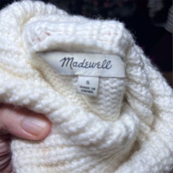 Madewell Wool Sadler Women's Turtleneck Sweater White Pullover Size Small Alpaca - Picture 9 of 9
